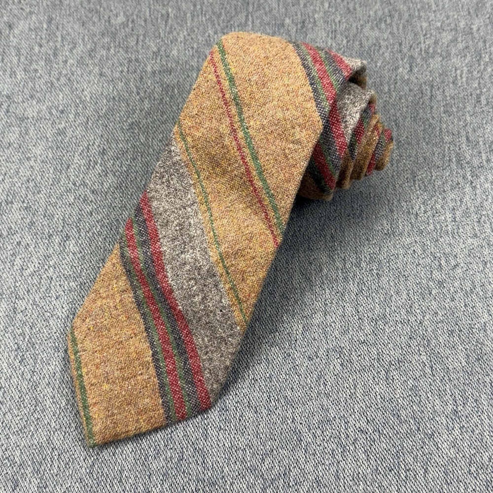 Anderson Little Shefford Wool Tie Brown Green Red Gray 50s 60s Preppy Stripe 55"